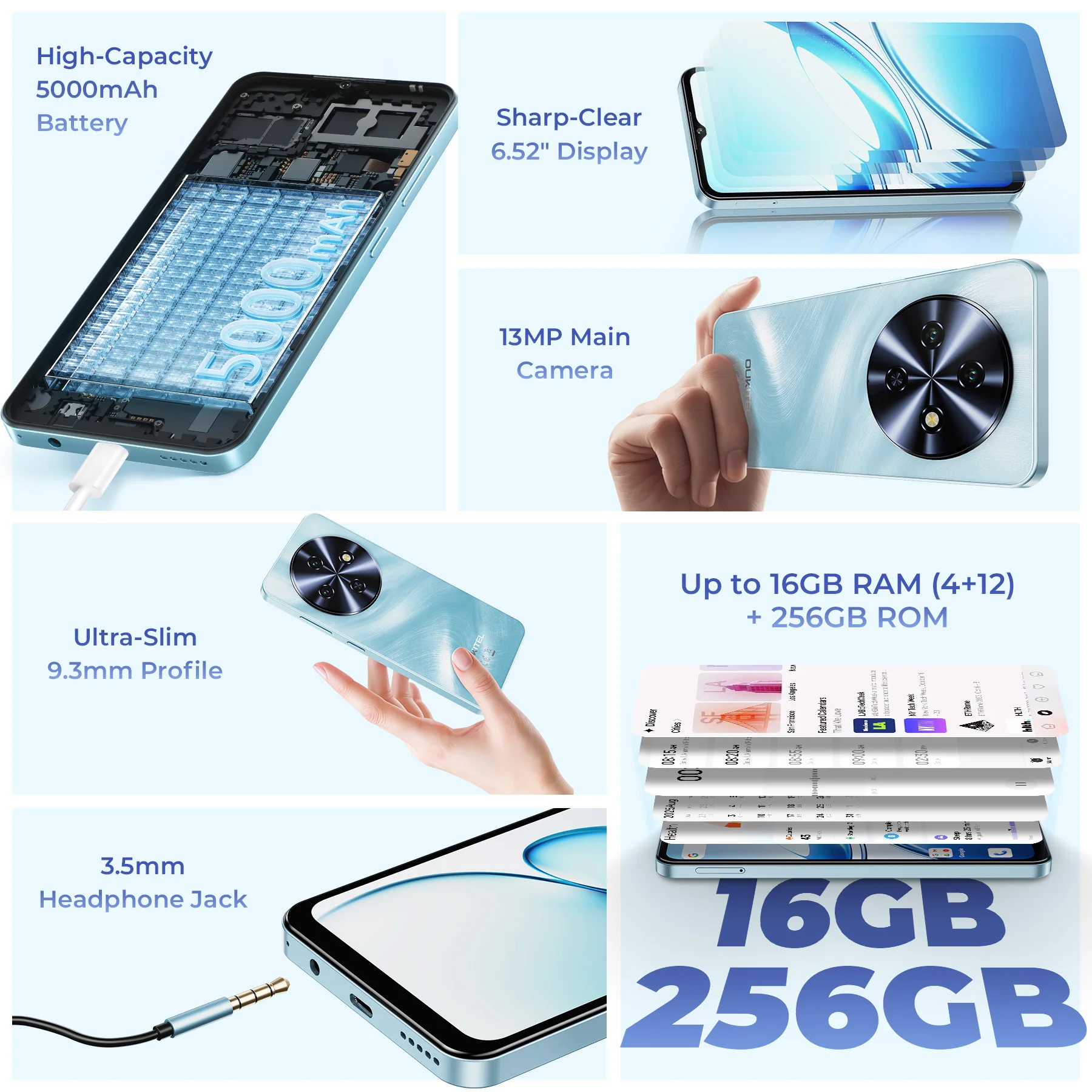 OUKITEL C5 6.8-inch 5000mAh Battery 9.3mm Ultra-thin Body SmartPhone(4GB+256GB) - Image 5