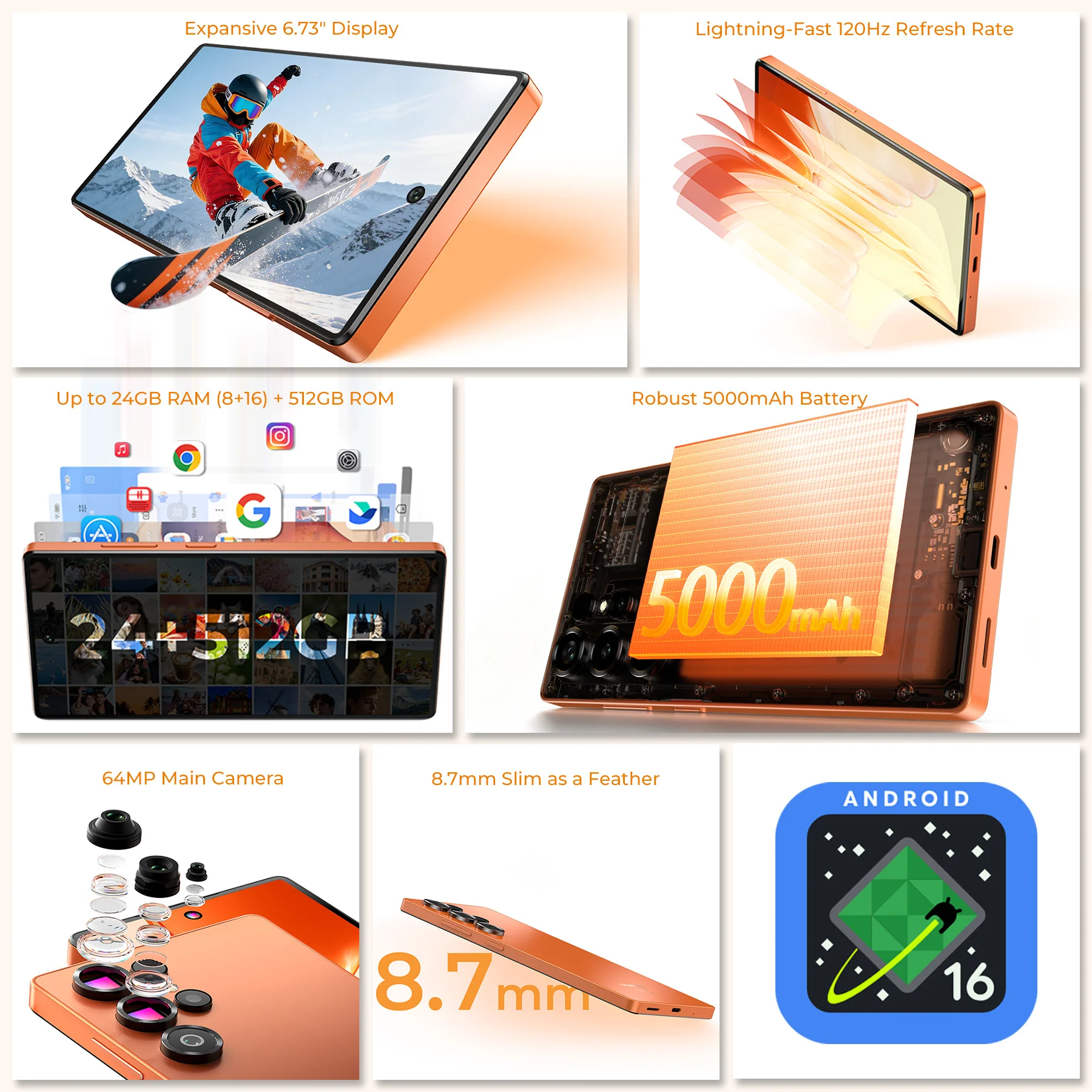 OUKITEL C66 6.73-inch 5000mAh Battery 8.7mm Ultra-thin Android 16 Smartphone(8GB+512GB) - Image 6