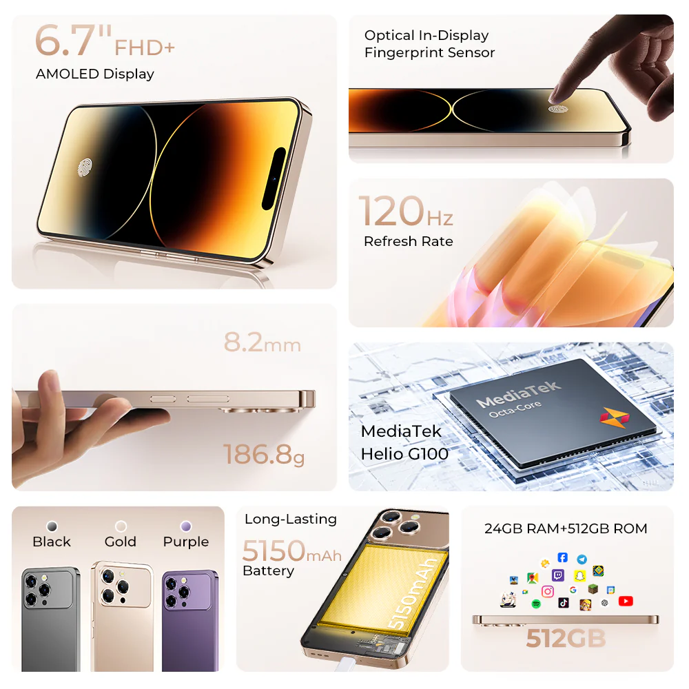 OUKITEL P1 Pro-EV 6.7-inch 5150mAh Battery 8.2mm Ultra-thin Body Smartphone(8GB+512GB) - Image 4