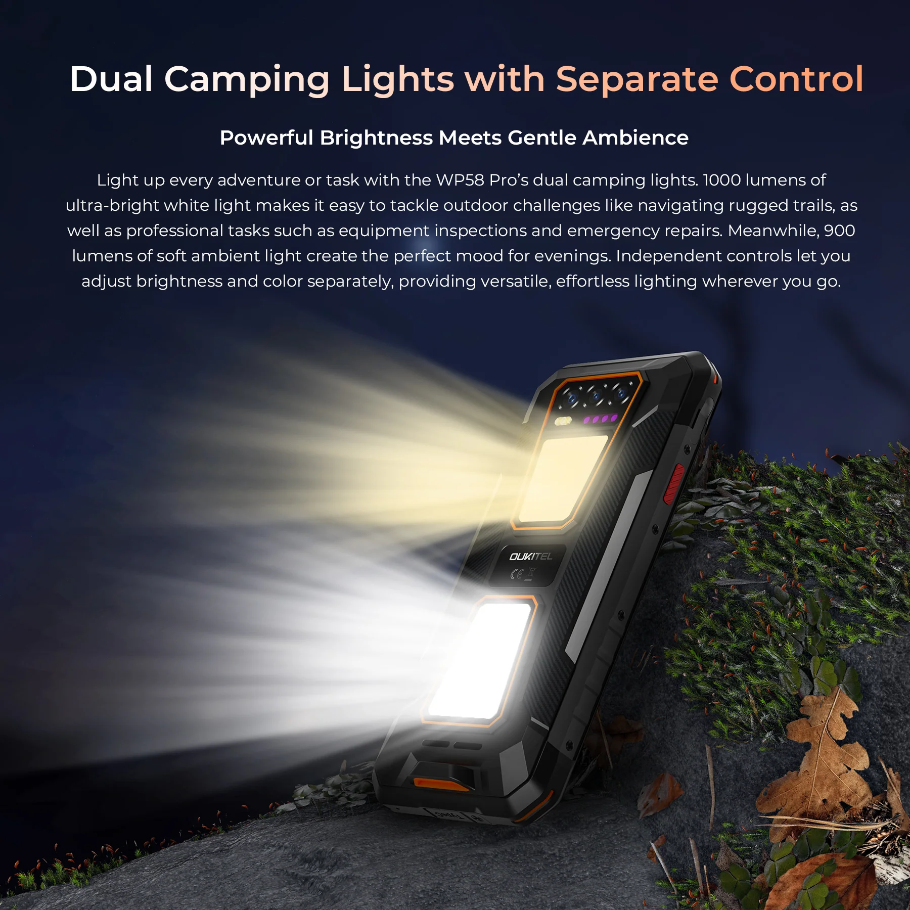 OUKITEL WP58 Pro 5G Rugged Phone 6.7-inch 10,000mAh Battery 64MP Camera Camping Light Android 15(8GB+512GB NFC) - Image 5